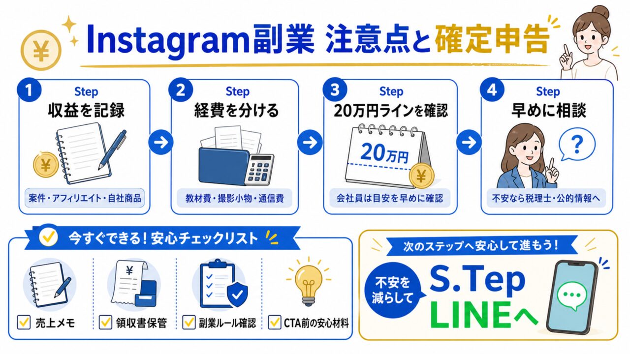 【2026年最新】Instagram副業の始め方完全ガイド｜初心者が月5万円稼ぐまでのロードマップをプロが徹底解説の要点を整理した図解