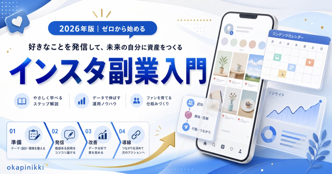 【2026年最新】Instagram副業の始め方完全ガイド｜初心者が月5万円稼ぐまでのロードマップをプロが徹底解説のアイキャッチ