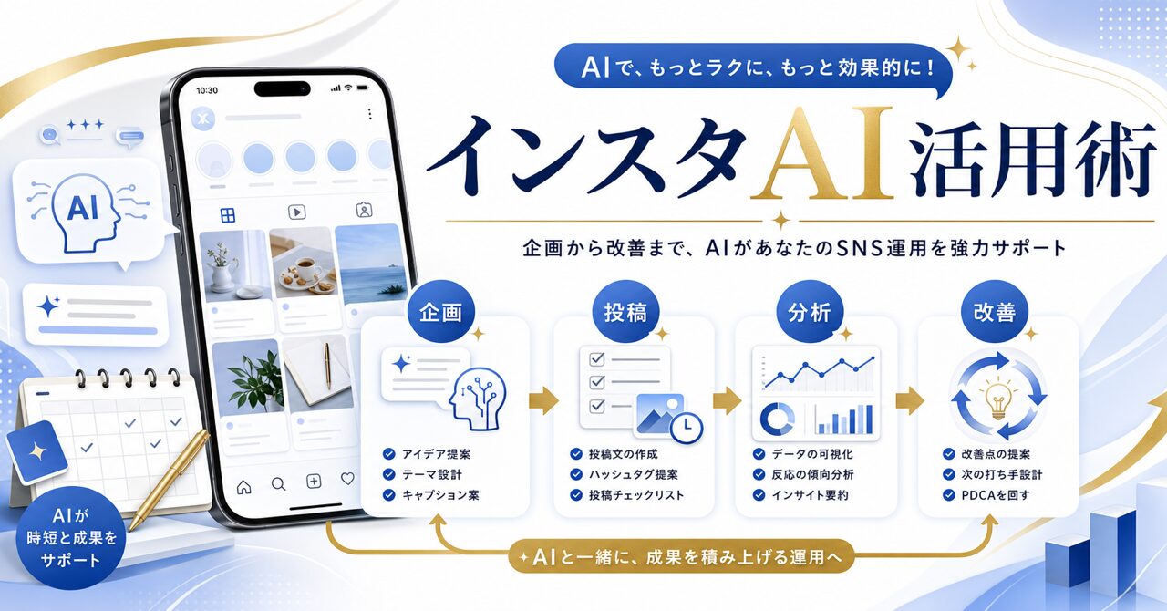 【2026年版】インスタAI機能の活用法完全ガイド｜運用を10倍効率化する方法のアイキャッチ