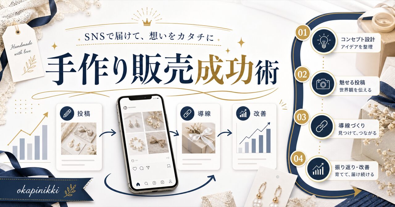 インスタでハンドメイド販売を成功させるコツ｜月10万円稼ぐ実践ガイドのアイキャッチ