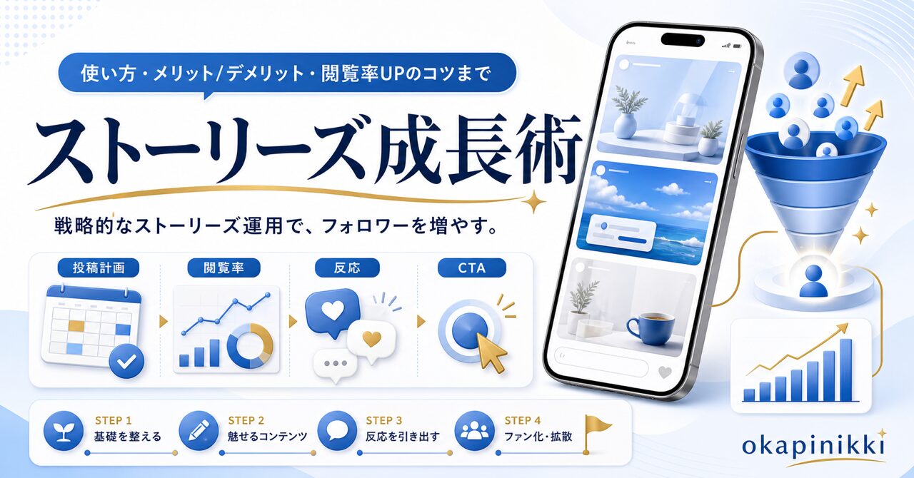 Instagram(インスタグラム)フォロワーを増やすストーリーズ運用とは?使い方からメリット・デメリット、閲覧率を上げる秘訣をプロが徹底解説のアイキャッチ