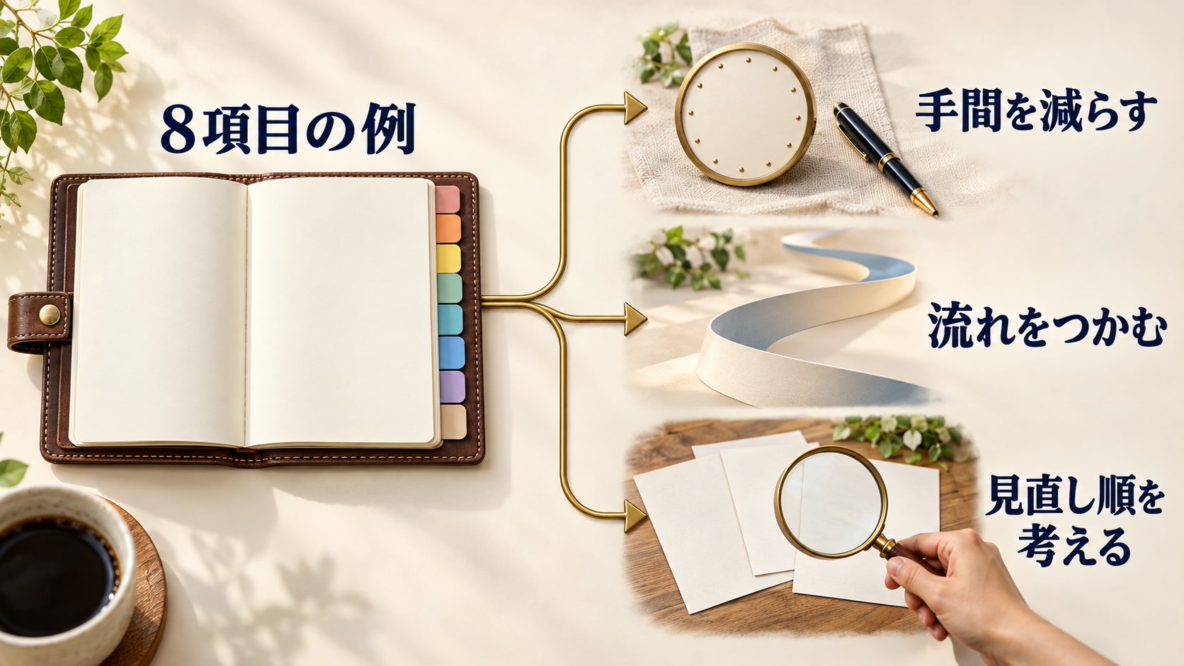 家計簿の項目を8つにまとめる3つの理由(例)を整理した図解