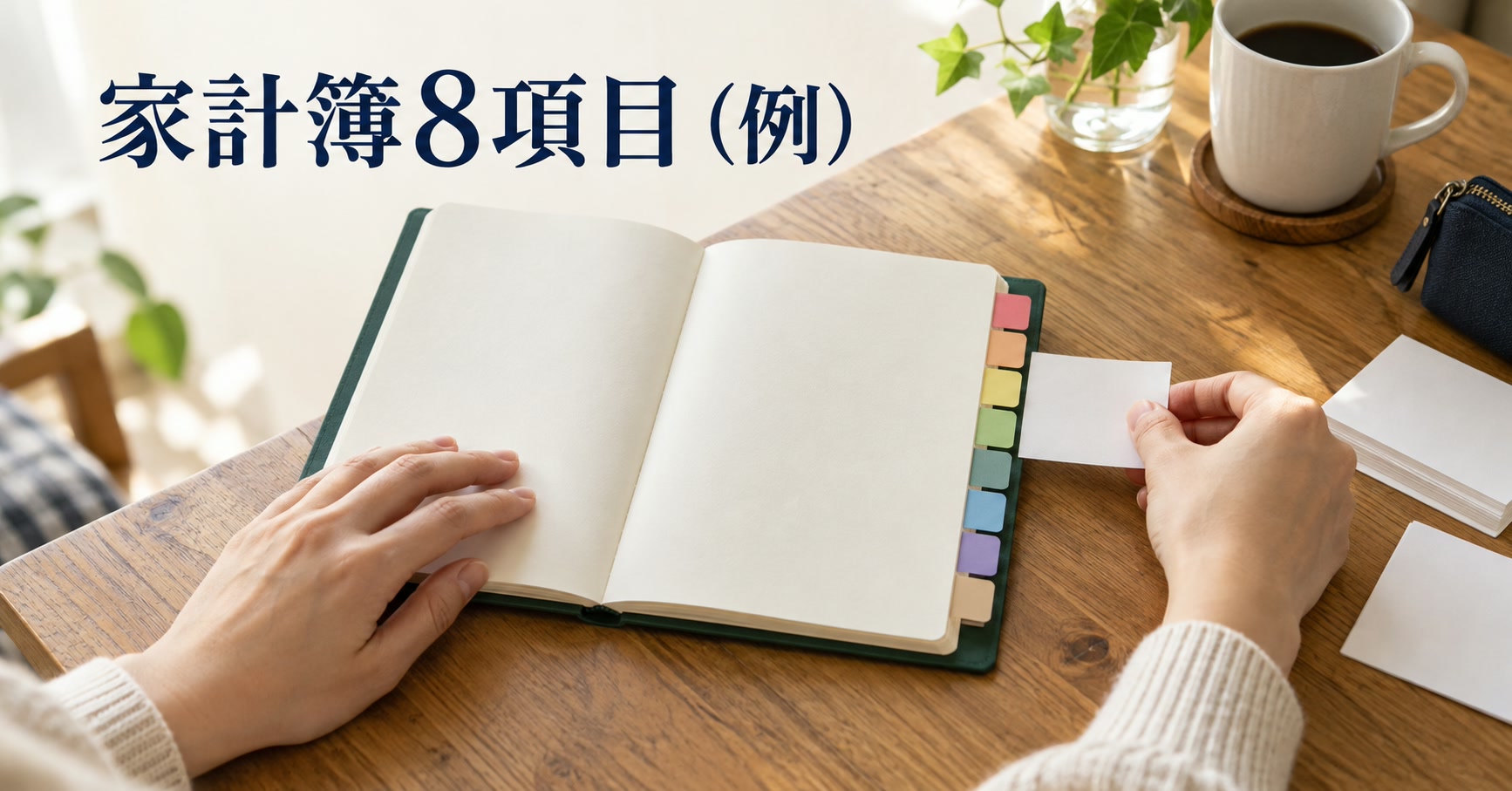 家計簿の8項目を例として支出を分類する場面